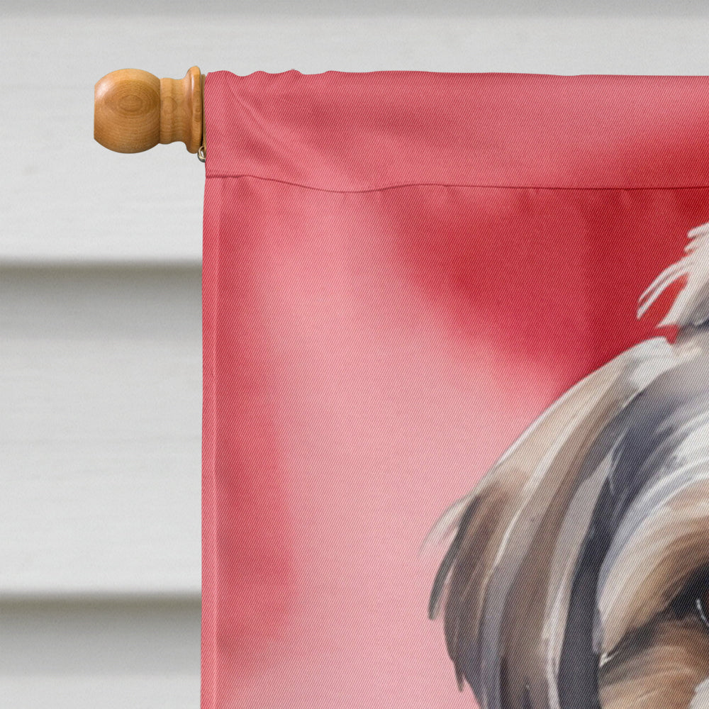 Shih Tzu My Valentine House Flag 28x40 Porch Sleeve Pole Decorative Outside Yard Banner Artwork Wall Hanging, Polyester