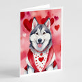 Siberian Husky My Valentine Greeting Cards Pack of 8 Blank Cards with Envelopes Whimsical A7 Size 5x7