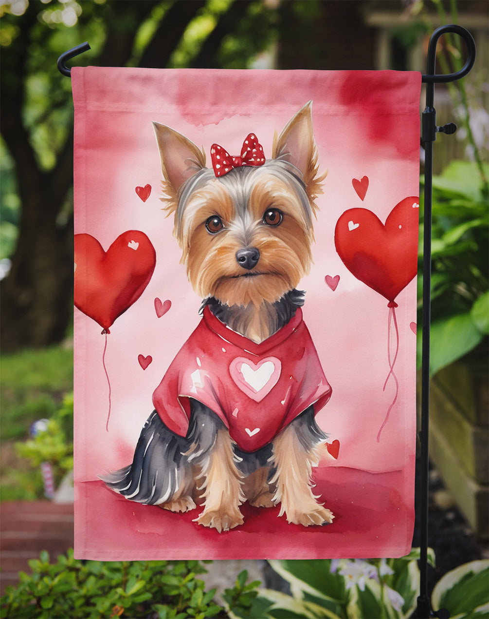 Silky Terrier My Valentine Garden Flag Mailbox Decorative Yard Banner Outside Patio Artwork for Flower Beds, Garden Size, Multicolor