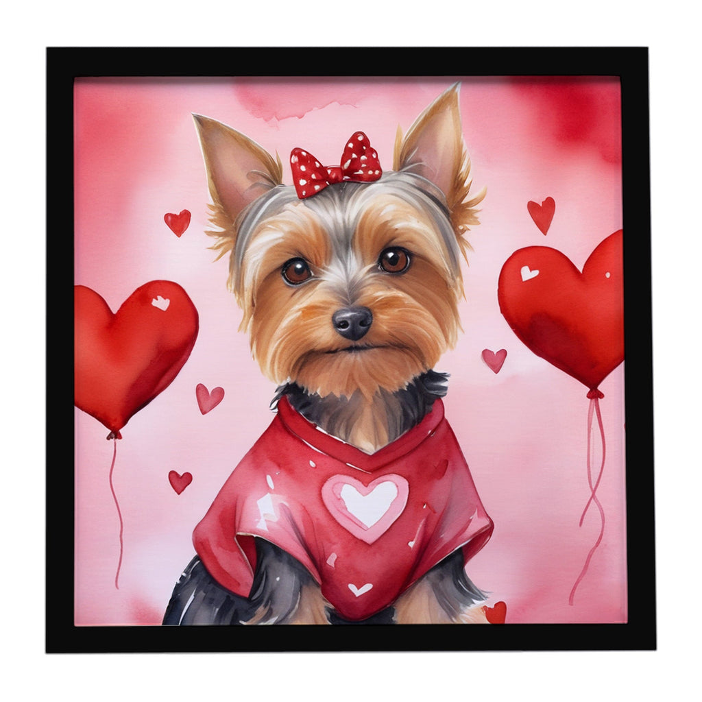 Silky Terrier My Valentine Framed Metal Print Bathroom, Kitchen, Office, Home Decor Wall Art Ready to Hang, Square, 8X8