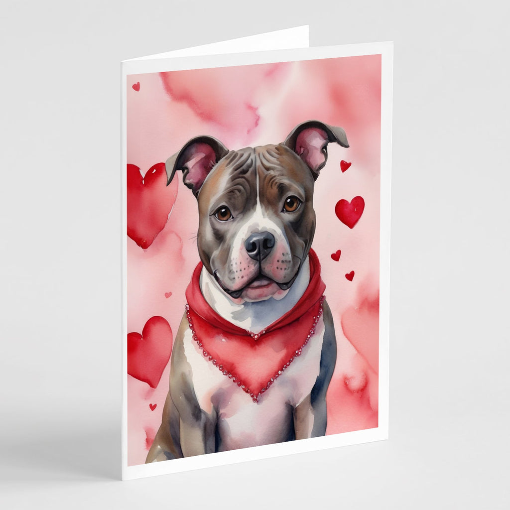 Staffordshire Bull Terrier My Valentine Greeting Cards Pack of 8 Blank Cards with Envelopes Whimsical A7 Size 5x7