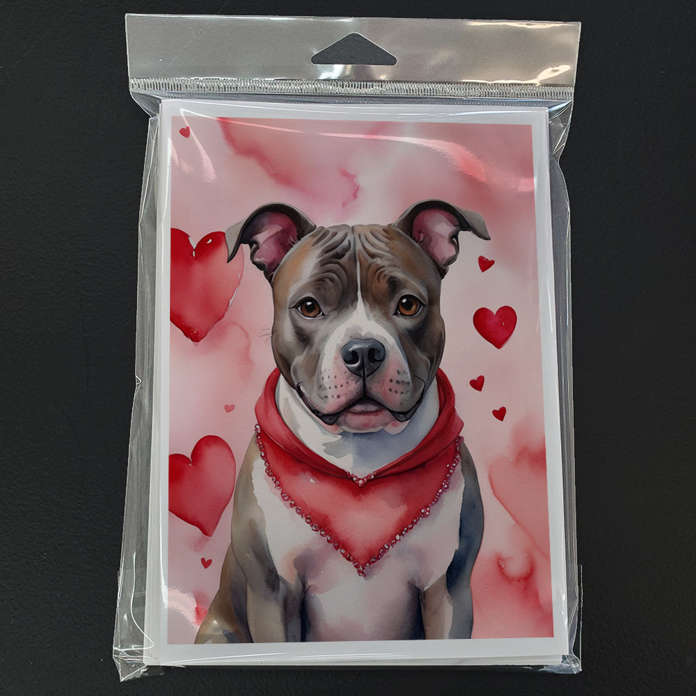 Staffordshire Bull Terrier My Valentine Greeting Cards Pack of 8 Blank Cards with Envelopes Whimsical A7 Size 5x7