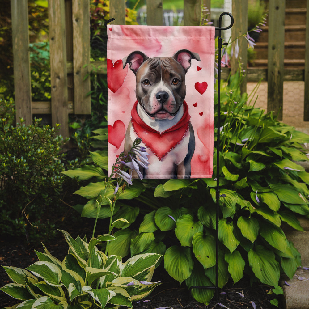 Staffordshire Bull Terrier My Valentine Garden Flag Mailbox Decorative Yard Banner Outside Patio Artwork for Flower Beds, Garden Size, Multicolor