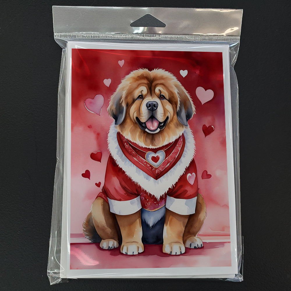 Tibetan Mastiff My Valentine Greeting Cards Pack of 8 Blank Cards with Envelopes Whimsical A7 Size 5x7
