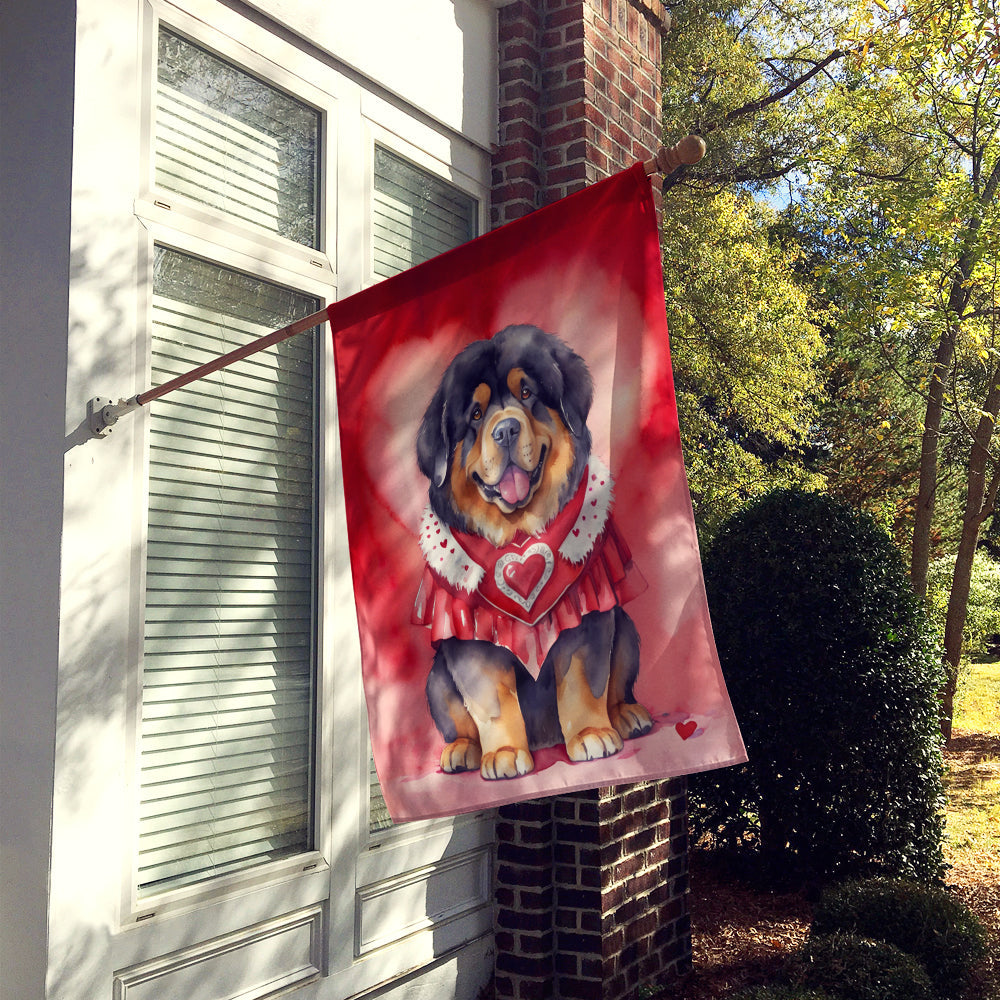 Tibetan Mastiff My Valentine House Flag 28x40 Porch Sleeve Pole Decorative Outside Yard Banner Artwork Wall Hanging, Polyester