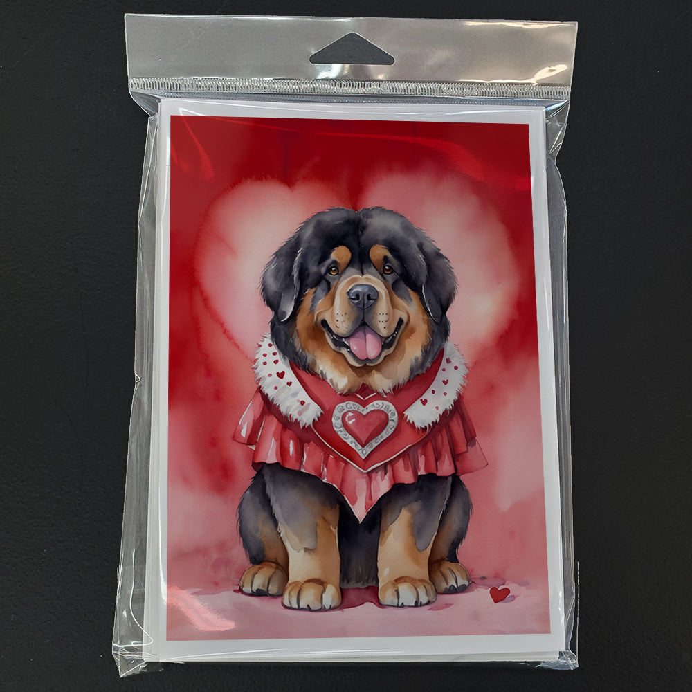 Tibetan Mastiff My Valentine Greeting Cards Pack of 8 Blank Cards with Envelopes Whimsical A7 Size 5x7