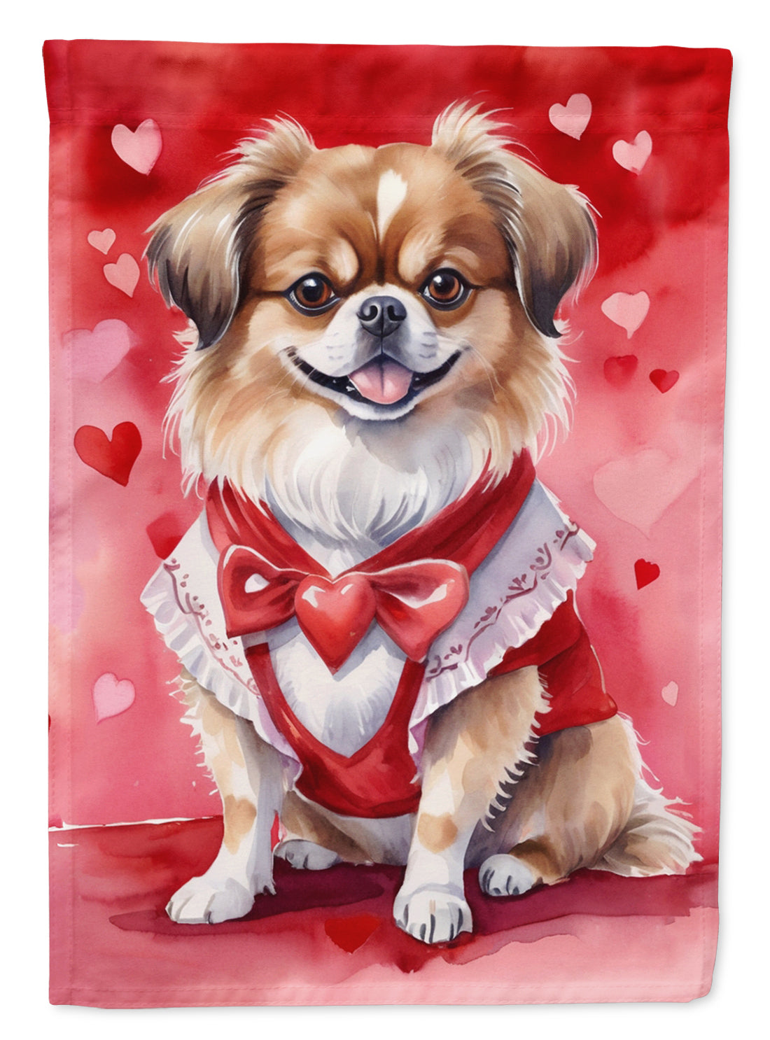 Tibetan Spaniel My Valentine Garden Flag Mailbox Decorative Yard Banner Outside Patio Artwork for Flower Beds, Garden Size, Multicolor