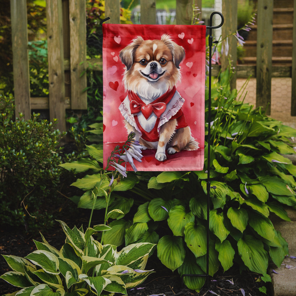 Tibetan Spaniel My Valentine Garden Flag Mailbox Decorative Yard Banner Outside Patio Artwork for Flower Beds, Garden Size, Multicolor