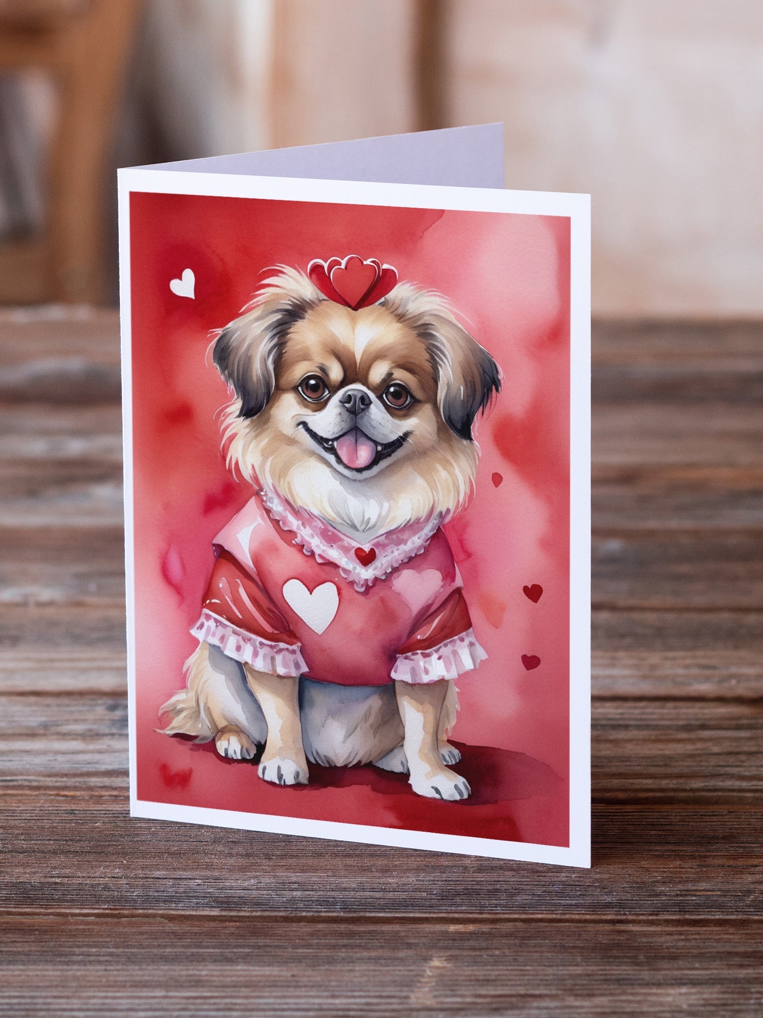 Tibetan Spaniel My Valentine Greeting Cards Pack of 8 Blank Cards with Envelopes Whimsical A7 Size 5x7