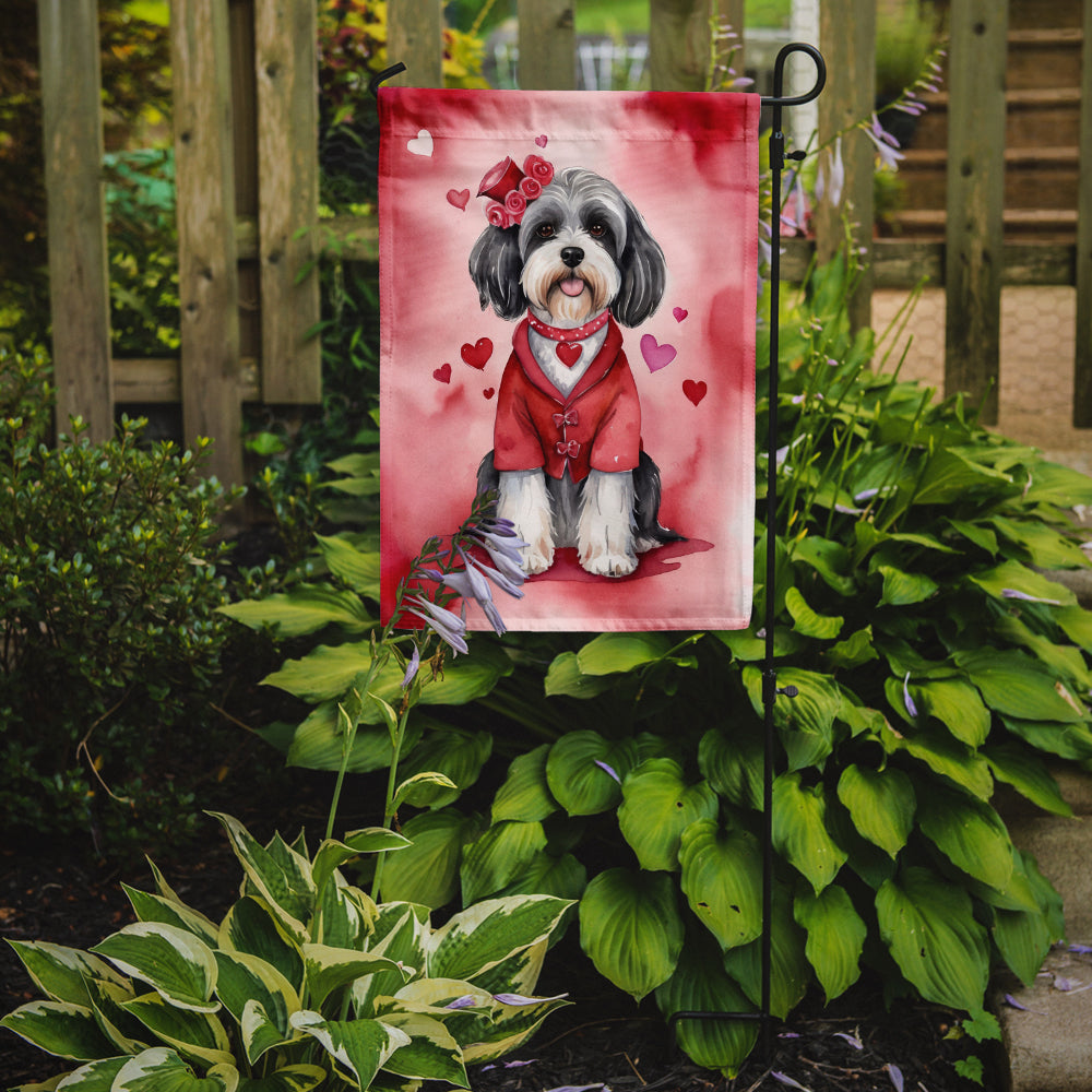 Tibetan Terrier My Valentine Garden Flag Mailbox Decorative Yard Banner Outside Patio Artwork for Flower Beds, Garden Size, Multicolor