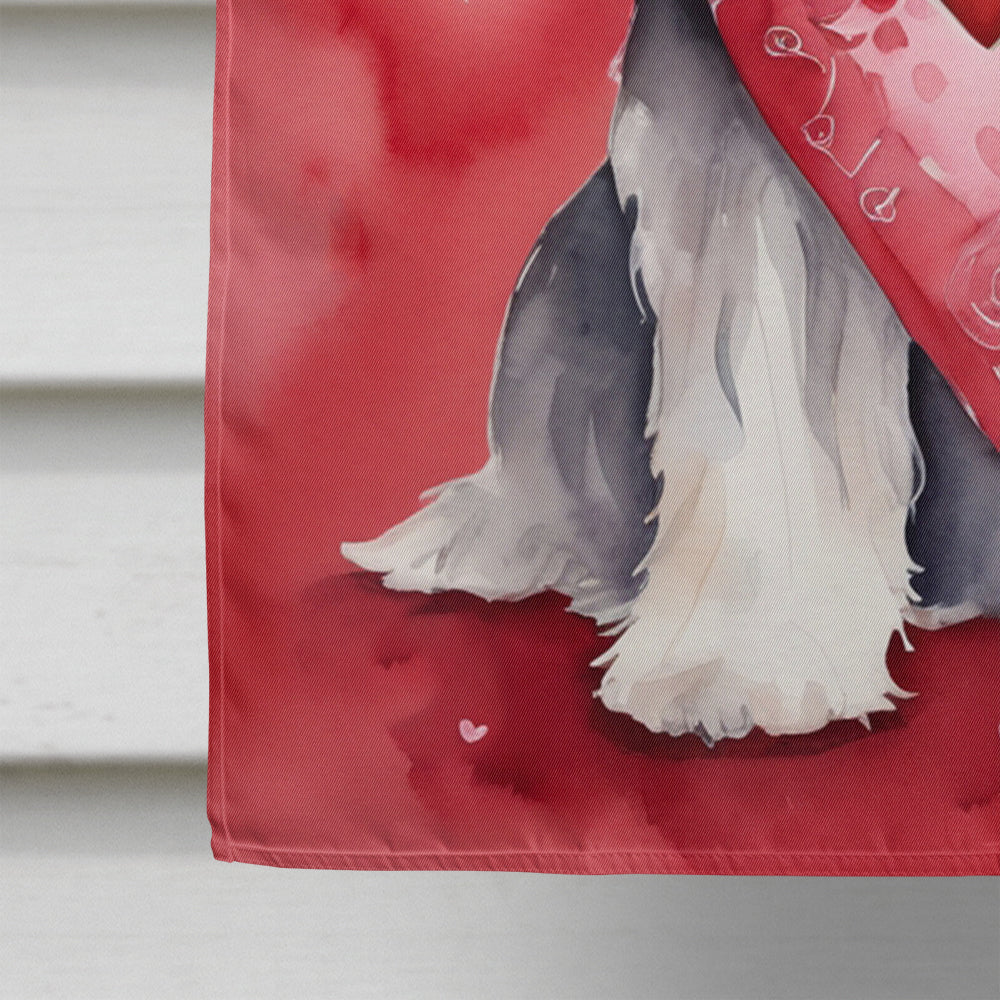 Tibetan Terrier My Valentine House Flag 28x40 Porch Sleeve Pole Decorative Outside Yard Banner Artwork Wall Hanging, Polyester