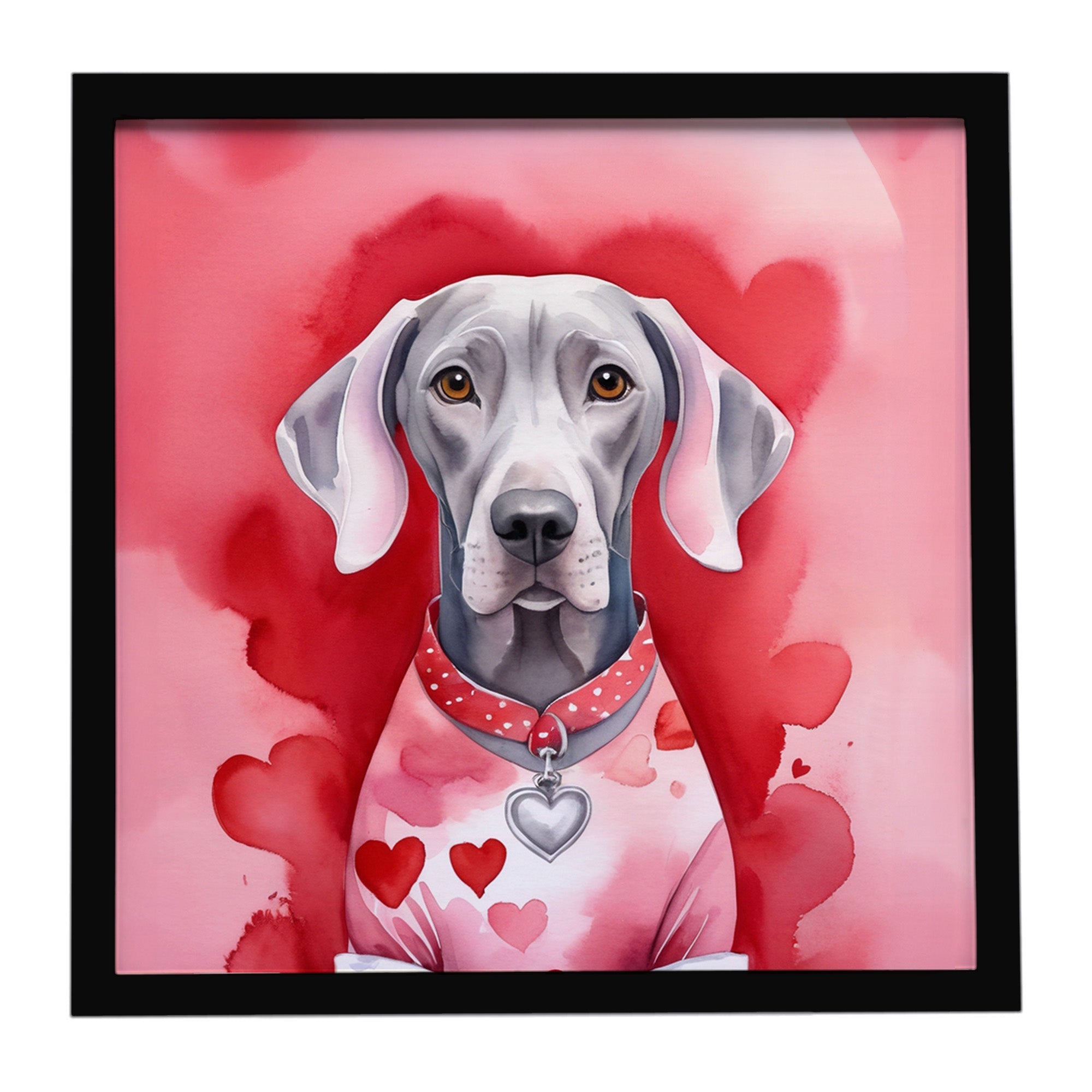 Weimaraner My Valentine Framed Metal Print Bathroom, Kitchen, Office, Home Decor Wall Art Ready to Hang, Square, 8X8