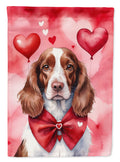 Welsh Springer Spaniel My Valentine House Flag 28x40 Porch Sleeve Pole Decorative Outside Yard Banner Artwork Wall Hanging, Polyester