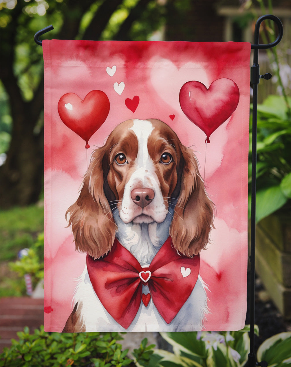 Welsh Springer Spaniel My Valentine Garden Flag Mailbox Decorative Yard Banner Outside Patio Artwork for Flower Beds, Garden Size, Multicolor