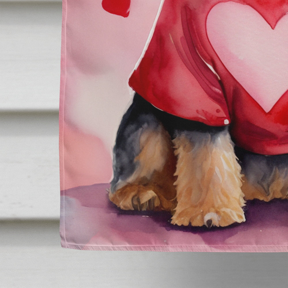 Welsh Terrier My Valentine House Flag 28x40 Porch Sleeve Pole Decorative Outside Yard Banner Artwork Wall Hanging, Polyester