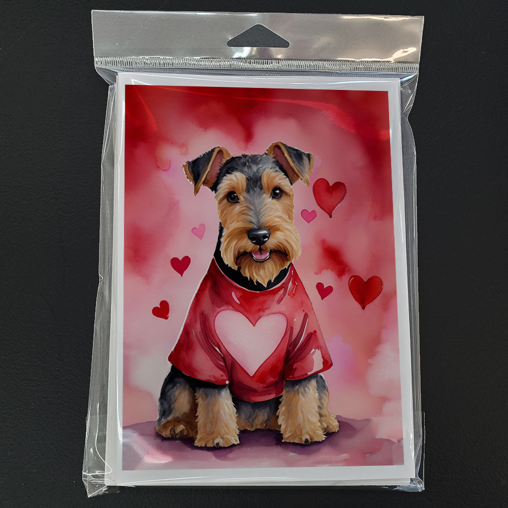 Welsh Terrier My Valentine Greeting Cards Pack of 8 Blank Cards with Envelopes Whimsical A7 Size 5x7