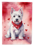 Westie My Valentine House Flag 28x40 Porch Sleeve Pole Decorative Outside Yard Banner Artwork Wall Hanging, Polyester