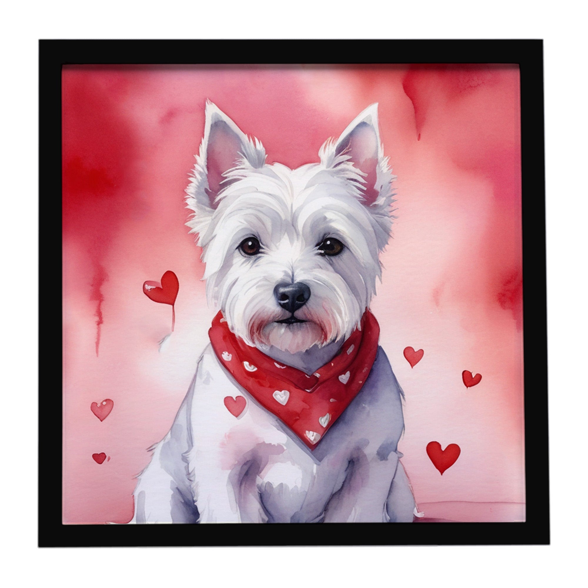 Westie My Valentine Framed Metal Print Bathroom, Kitchen, Office, Home Decor Wall Art Ready to Hang, Square, 8X8
