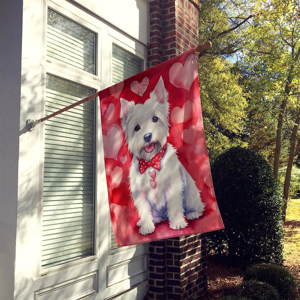 Westie My Valentine House Flag 28x40 Porch Sleeve Pole Decorative Outside Yard Banner Artwork Wall Hanging, Polyester