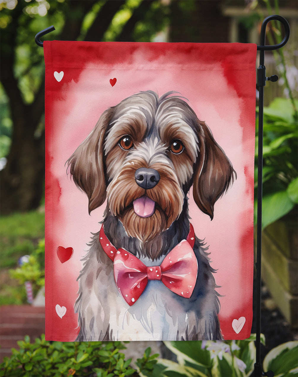Wirehaired Pointing Griffon My Valentine Garden Flag Mailbox Decorative Yard Banner Outside Patio Artwork for Flower Beds, Garden Size, Multicolor