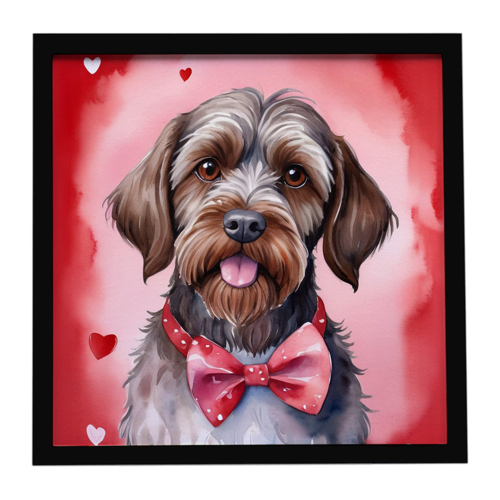 Wirehaired Pointing Griffon My Valentine Framed Metal Print Bathroom, Kitchen, Office, Home Decor Wall Art Ready to Hang, Square, 8X8