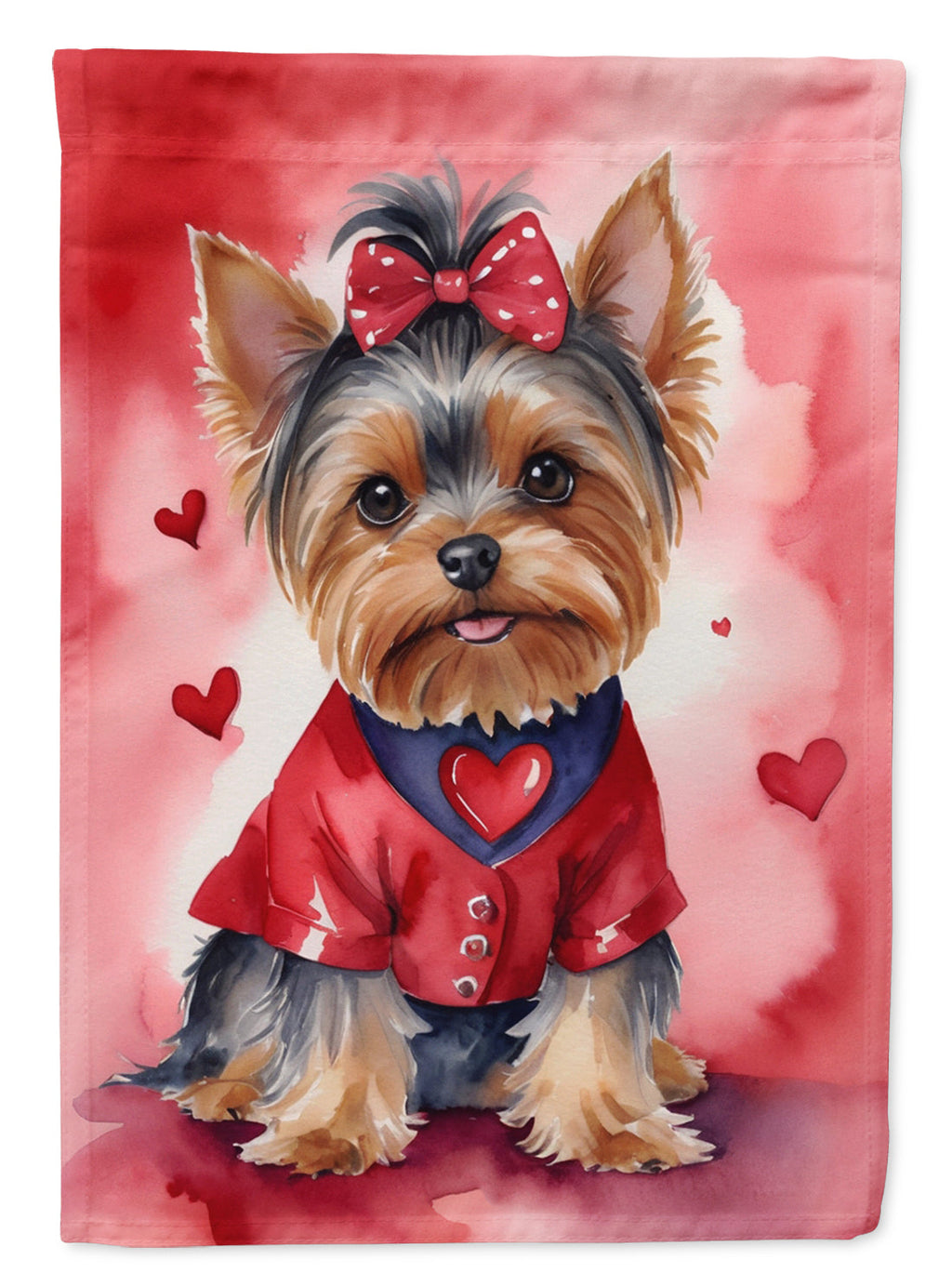Yorkshire Terrier My Valentine House Flag 28x40 Porch Sleeve Pole Decorative Outside Yard Banner Artwork Wall Hanging, Polyester