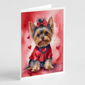 Yorkshire Terrier My Valentine Greeting Cards Pack of 8 Blank Cards with Envelopes Whimsical A7 Size 5x7