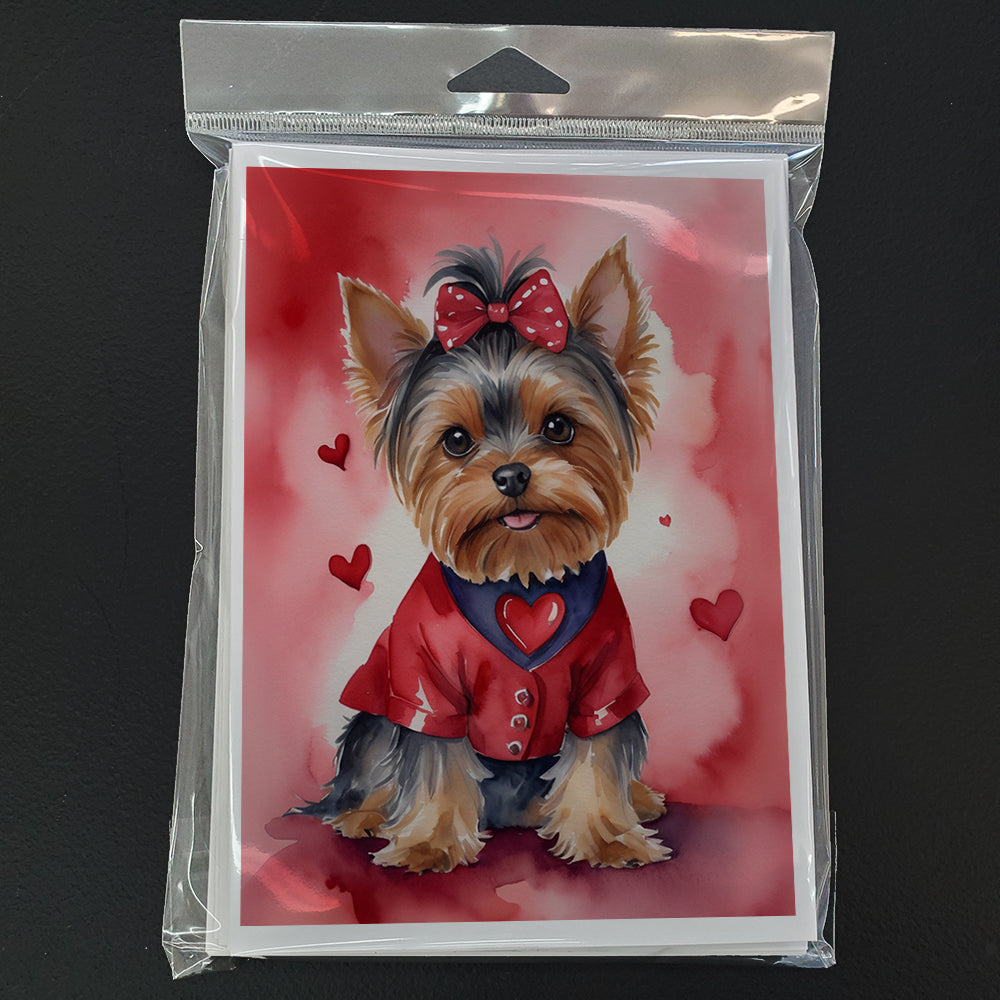 Yorkshire Terrier My Valentine Greeting Cards Pack of 8 Blank Cards with Envelopes Whimsical A7 Size 5x7