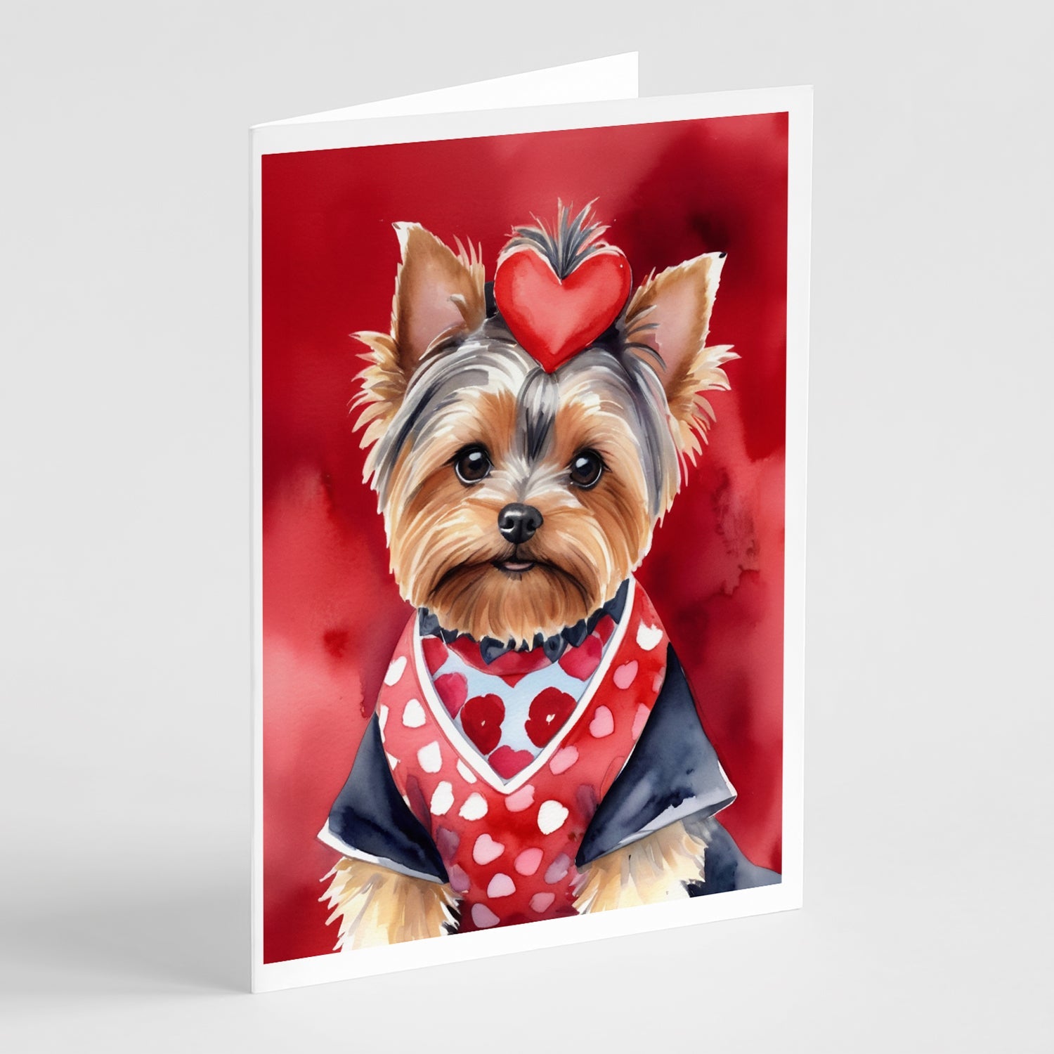 Yorkshire Terrier My Valentine Greeting Cards Pack of 8 Blank Cards with Envelopes Whimsical A7 Size 5x7