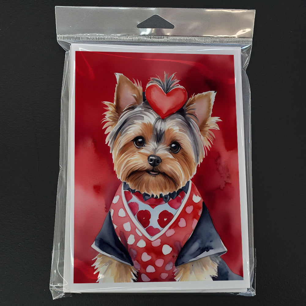 Yorkshire Terrier My Valentine Greeting Cards Pack of 8 Blank Cards with Envelopes Whimsical A7 Size 5x7