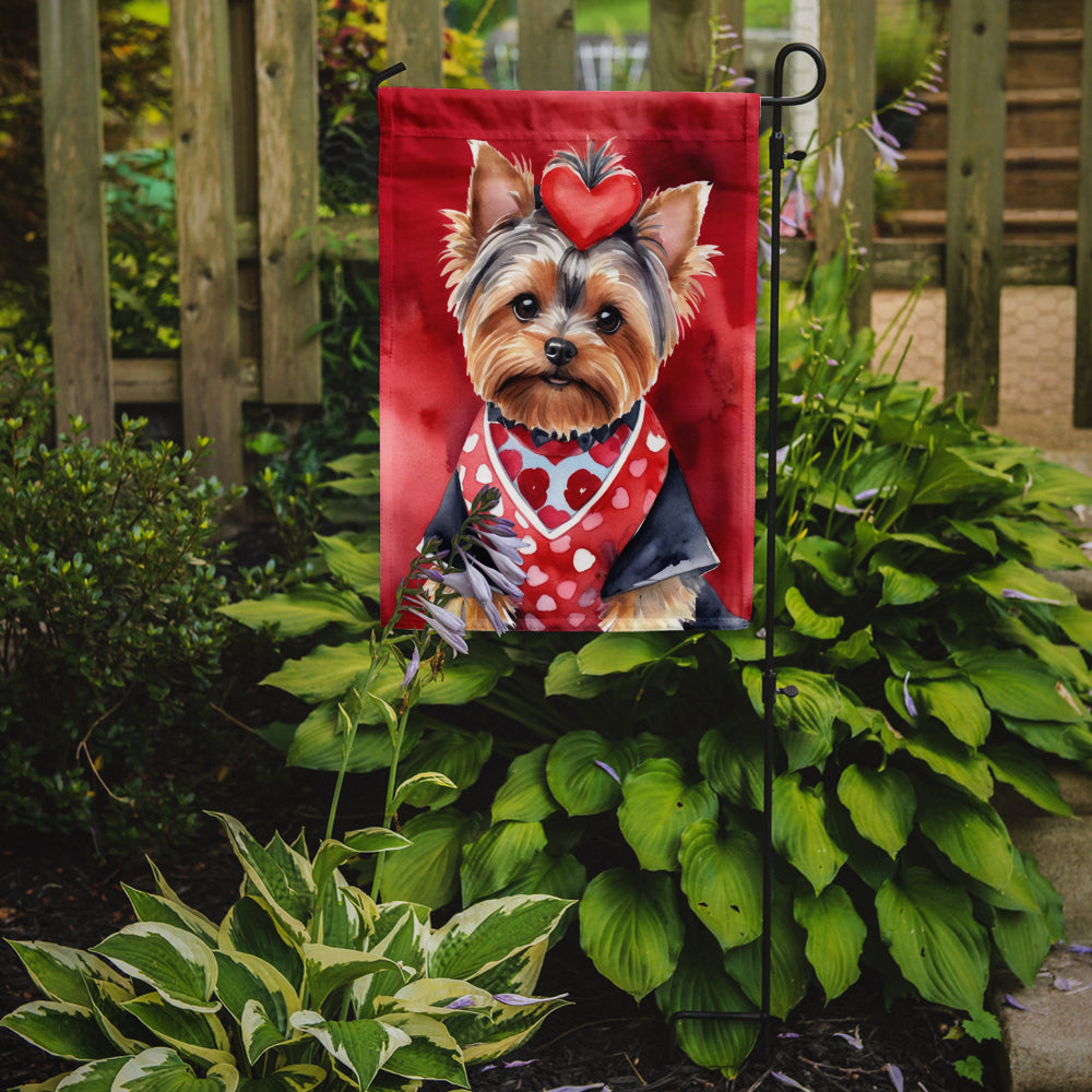 Yorkshire Terrier My Valentine Garden Flag Mailbox Decorative Yard Banner Outside Patio Artwork for Flower Beds, Garden Size, Multicolor