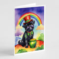 Affenpinscher St Patrick's Day Greeting Cards Pack of 8 Blank Cards with Envelopes Whimsical A7 Size 5x7