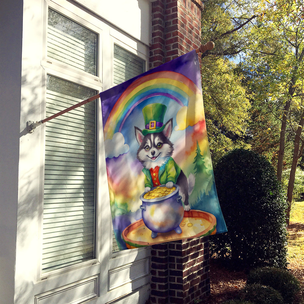 Alaskan Klee Kai St Patrick's Day House Flag 28x40 Porch Sleeve Pole Decorative Outside Yard Banner Artwork Wall Hanging, Polyester