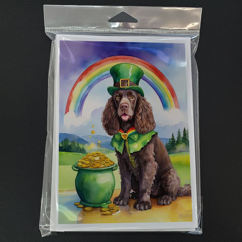 American Water Spaniel St Patrick's Day Greeting Cards Pack of 8 Blank Cards with Envelopes Whimsical A7 Size 5x7