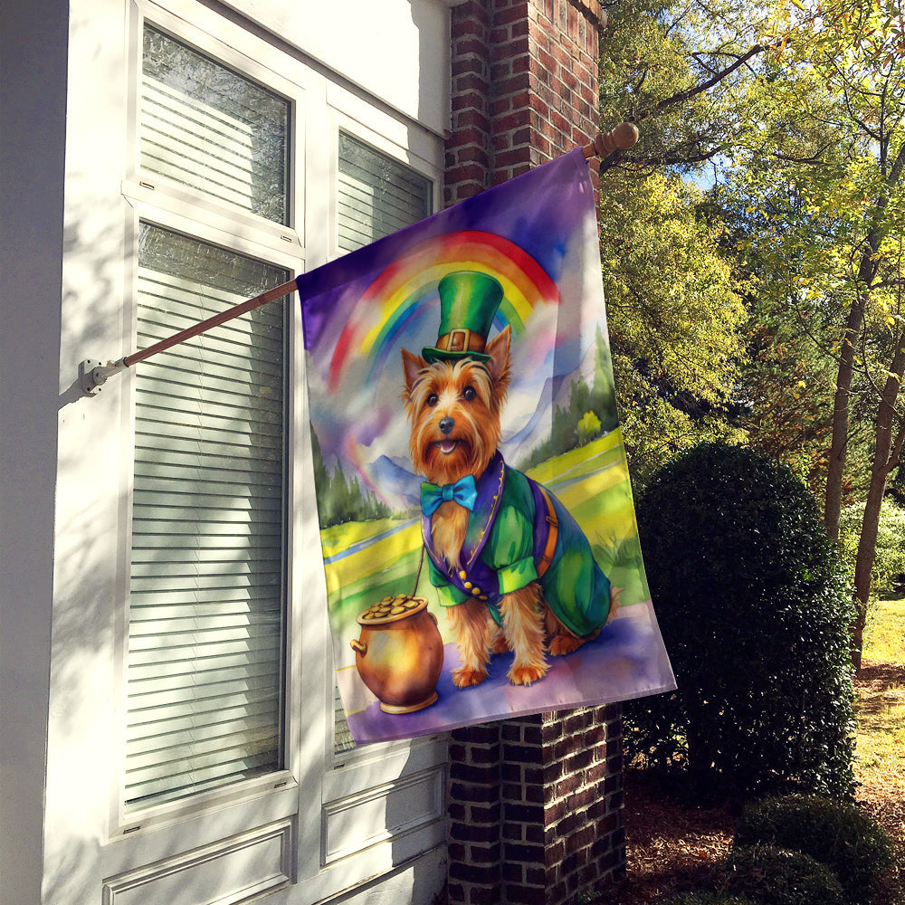 Australian Terrier St Patrick's Day House Flag 28x40 Porch Sleeve Pole Decorative Outside Yard Banner Artwork Wall Hanging, Polyester