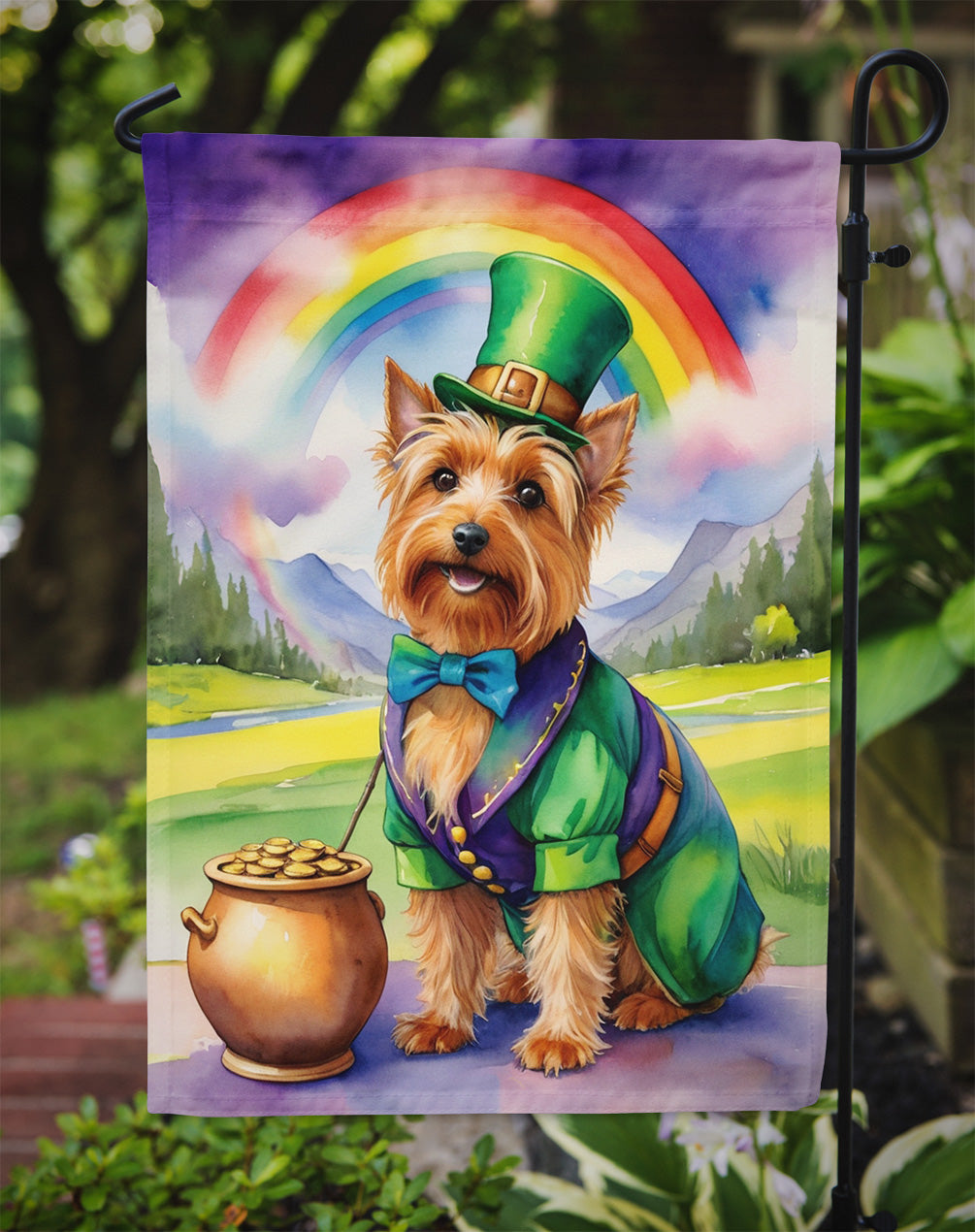Australian Terrier St Patrick's Day Garden Flag Mailbox Decorative Yard Banner Outside Patio Artwork for Flower Beds, Garden Size, Multicolor
