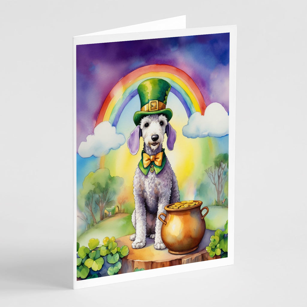 Bedlington Terrier St Patrick's Day Greeting Cards Pack of 8 Blank Cards with Envelopes Whimsical A7 Size 5x7