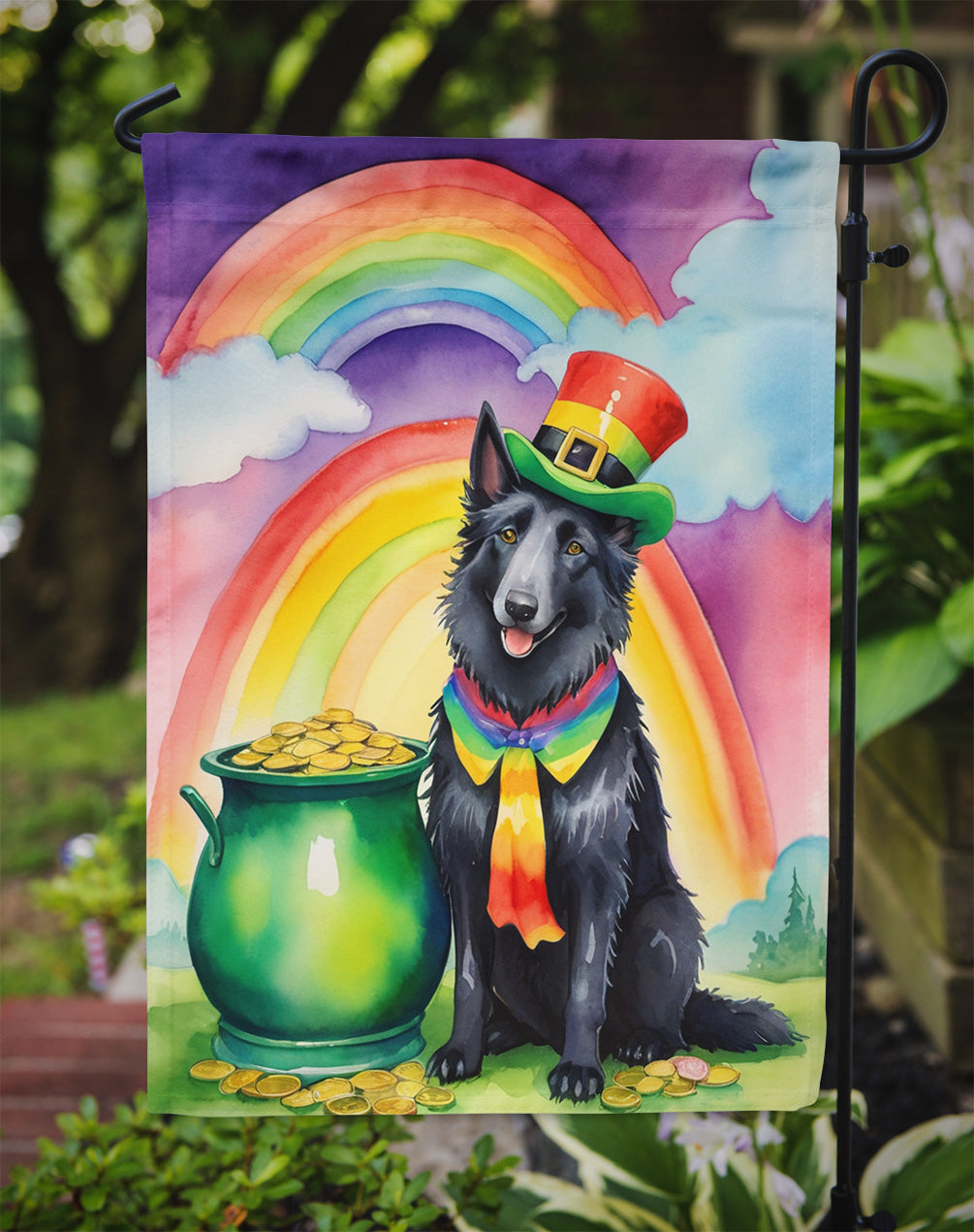 Belgian Sheepdog St Patrick's Day Garden Flag Mailbox Decorative Yard Banner Outside Patio Artwork for Flower Beds, Garden Size, Multicolor