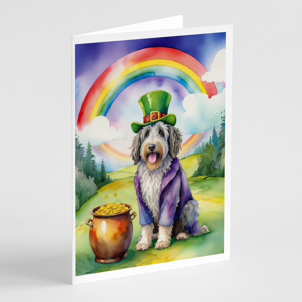 Bergamasco Sheepdog St Patrick's Day Greeting Cards Pack of 8 Blank Cards with Envelopes Whimsical A7 Size 5x7