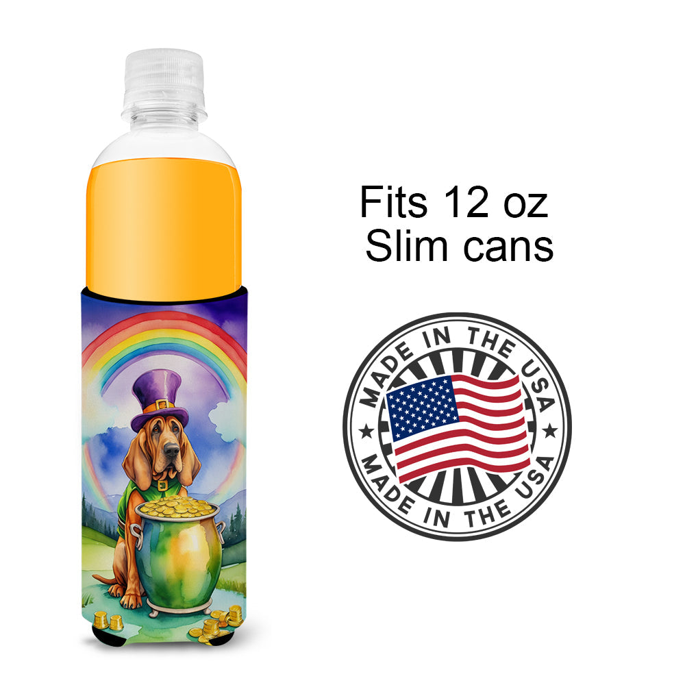 Bloodhound St Patrick's Day Slim Can Hugger , Insulated Foam Hugger for 12 oz Slim Cans, Beer Bottles & Water Bottles, Printed in USA