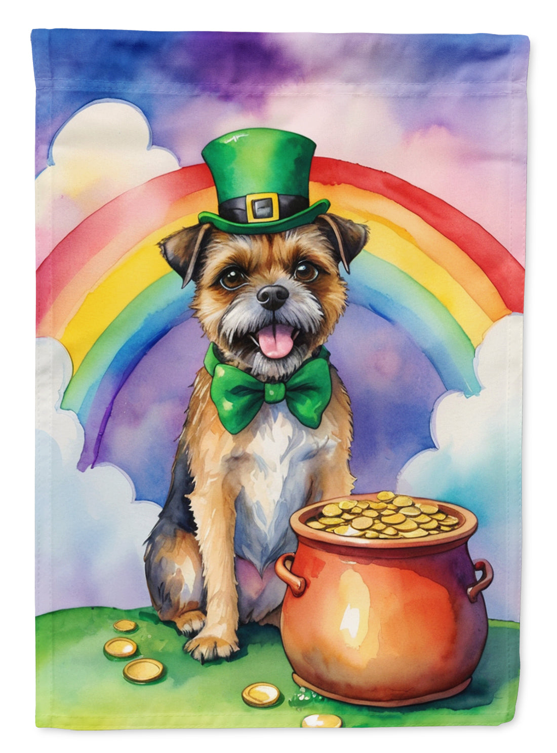 Border Terrier St Patrick's Day Garden Flag Mailbox Decorative Yard Banner Outside Patio Artwork for Flower Beds, Garden Size, Multicolor