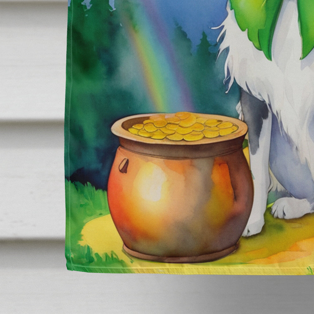 Borzoi St Patrick's Day House Flag 28x40 Porch Sleeve Pole Decorative Outside Yard Banner Artwork Wall Hanging, Polyester