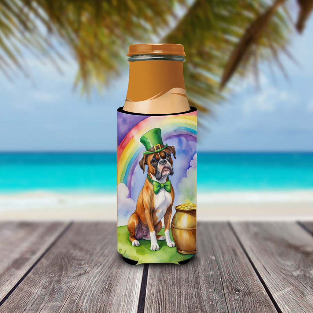 Boxer St Patrick's Day Slim Can Hugger , Insulated Foam Hugger for 12 oz Slim Cans, Beer Bottles & Water Bottles, Printed in USA