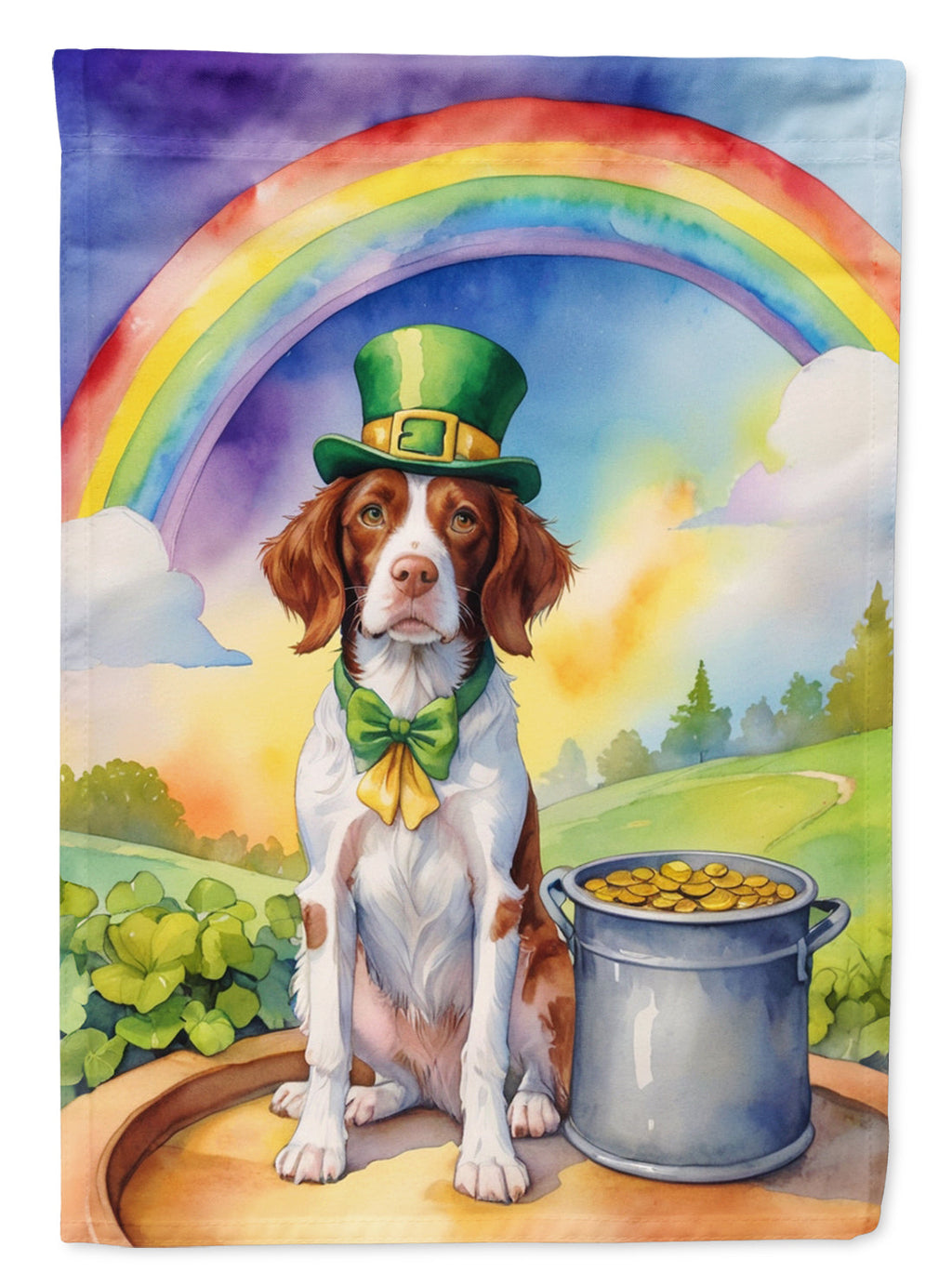Brittany Spaniel St Patrick's Day Garden Flag Mailbox Decorative Yard Banner Outside Patio Artwork for Flower Beds, Garden Size, Multicolor
