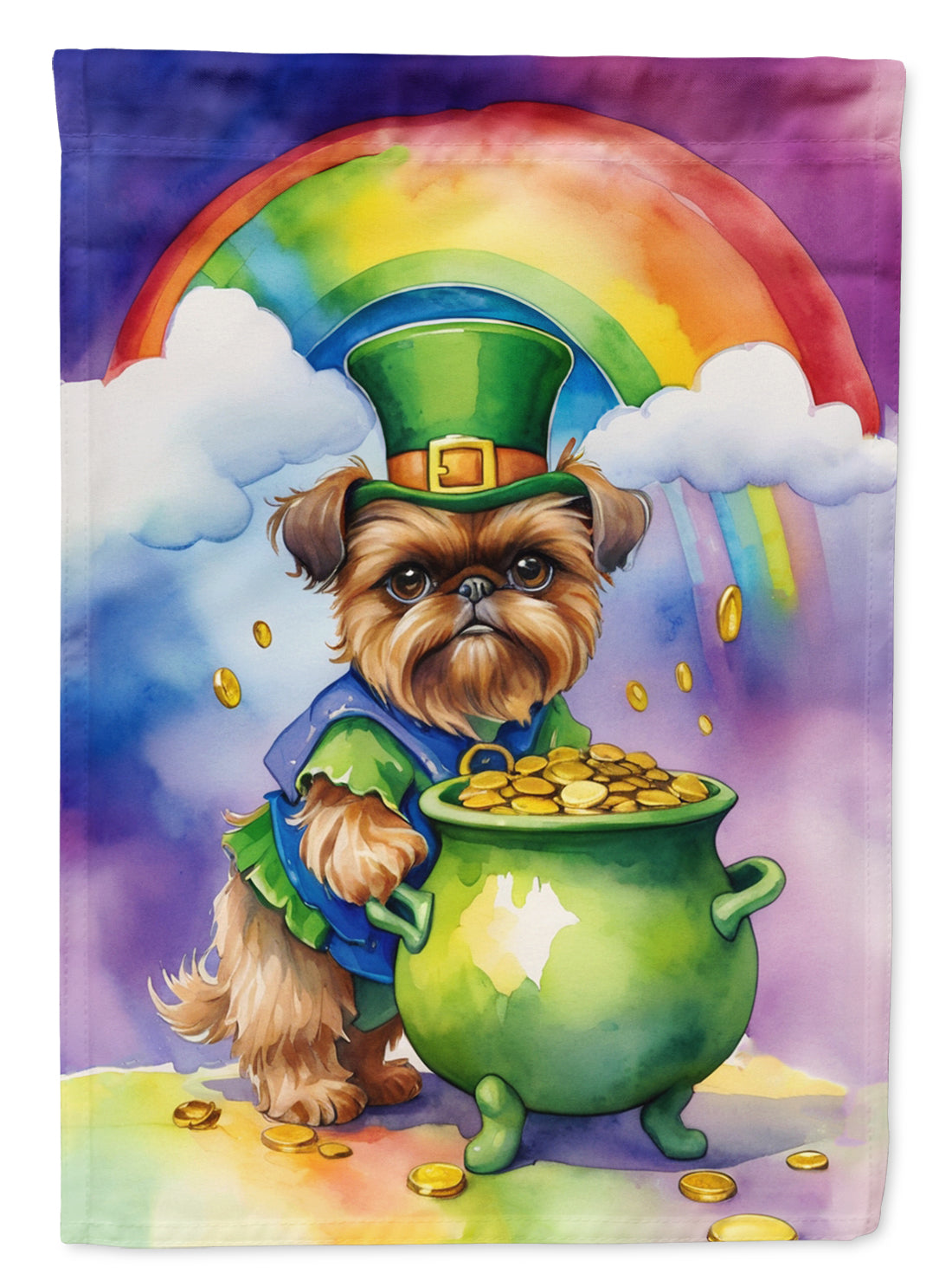 Brussels Griffon St Patrick's Day House Flag 28x40 Porch Sleeve Pole Decorative Outside Yard Banner Artwork Wall Hanging, Polyester
