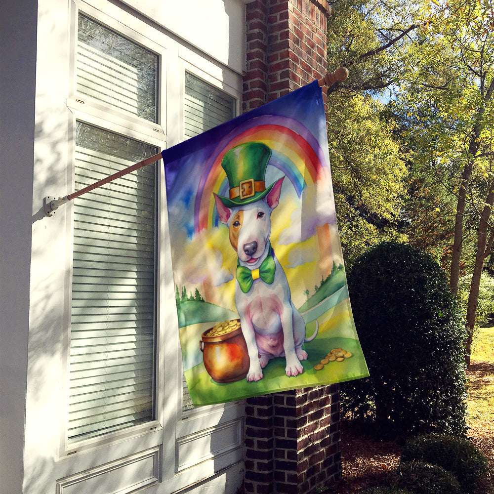 Bull Terrier St Patrick's Day House Flag 28x40 Porch Sleeve Pole Decorative Outside Yard Banner Artwork Wall Hanging, Polyester