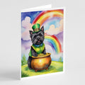 Cairn Terrier St Patrick's Day Greeting Cards Pack of 8 Blank Cards with Envelopes Whimsical A7 Size 5x7