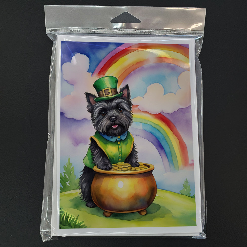 Cairn Terrier St Patrick's Day Greeting Cards Pack of 8 Blank Cards with Envelopes Whimsical A7 Size 5x7