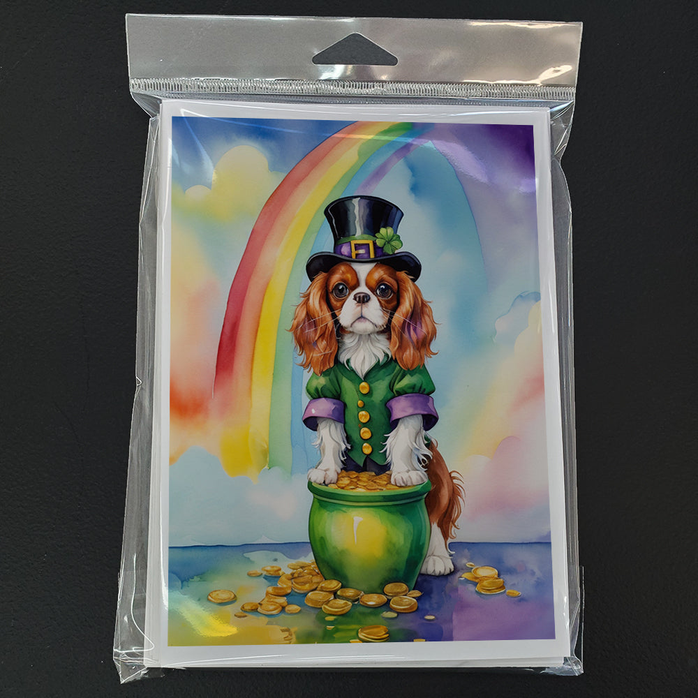 Cavalier Spaniel St Patrick's Day Greeting Cards Pack of 8 Blank Cards with Envelopes Whimsical A7 Size 5x7