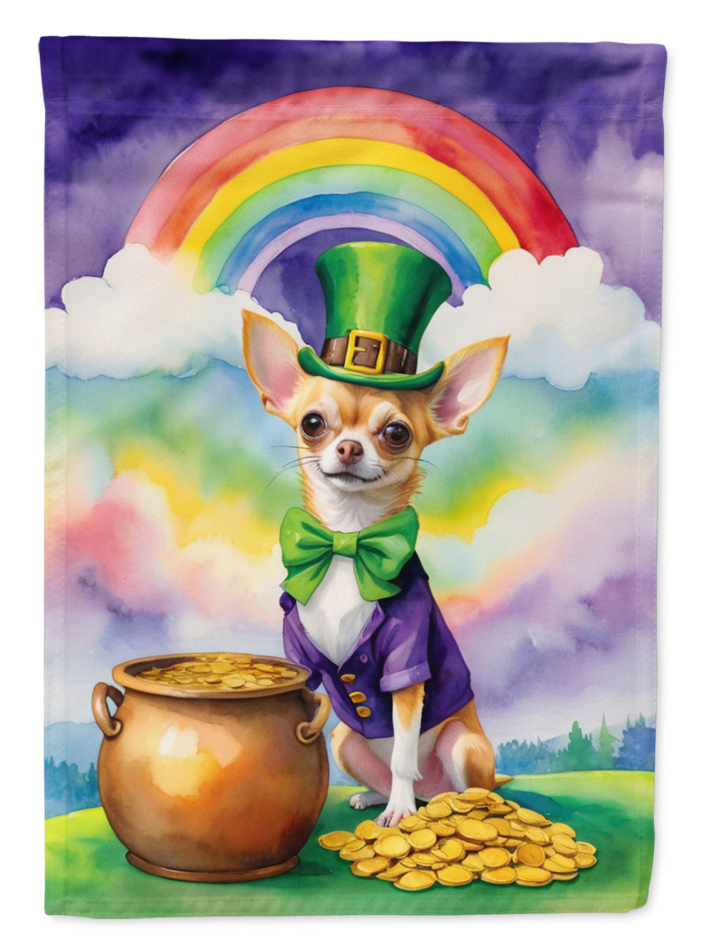 Chihuahua St Patrick's Day Garden Flag Mailbox Decorative Yard Banner Outside Patio Artwork for Flower Beds, Garden Size, Multicolor